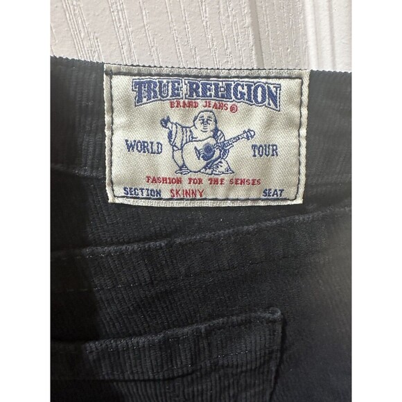 TRUE RELIGION WOMEN SKINNY BLACK CORDUROY PANT SIZE 29 (INSIDE SEEM 32/33) - Picture 9 of 11